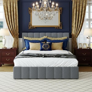 Merax Upholstered Platform Bed with Hidden Storage - 1 of 4