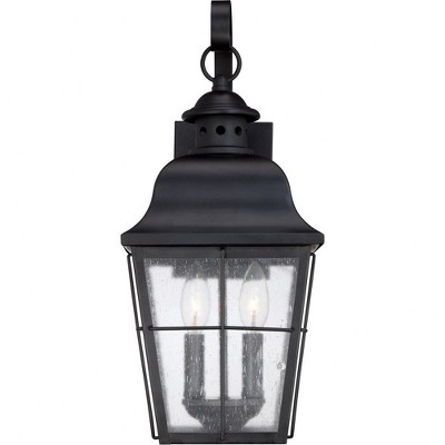 Mystic Black 18.5" Copper Outdoor Lantern with Seeded Glass