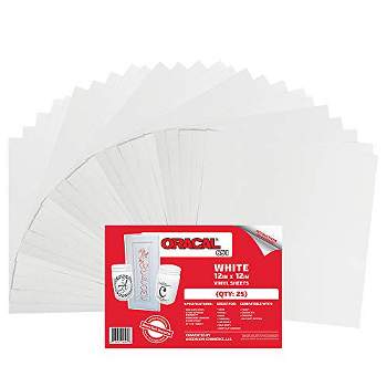 Oracal - (25) 12" x 12" Sheets - 651 Adhesive Craft Vinyl for Craft Cutters, Printers, and Decals - Gloss Finish - White