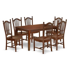 HomeStock 7-Pc Rectangle Mahogany Finish Solid Wood Top Dining Table with 6-Chairs - 1 of 4