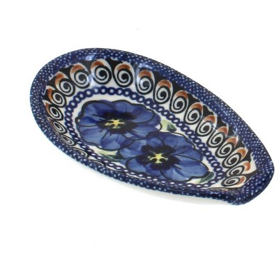 Blue Rose Polish Pottery Blue Art Small Spoon Rest