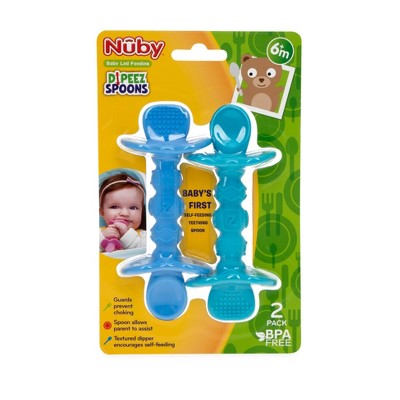 Nuby 2pk Dipeez Spoon - Blue/Aqua