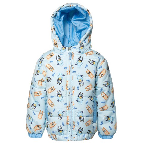 Bluey Bingo Little Boys Fashion Zip Up Winter Coat Puffer Jacket Blue 5-6