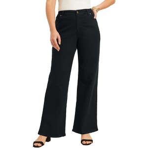 June + Vie by Roaman's Women's Plus Size June Fit Wide-Leg Jeans - 1 of 4