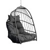 Hanging Egg Chair with Stand Kit,Foldable PE Rattan Swing Seat with Cushion and Pillow,Outdoor Hanging Chair for Patio or Balcony-Maison Boucle - 3 of 4