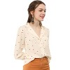 INSPIRE CHIC Women's Vintage Notched Lapel Long Sleeve Printed Button Down Tops - 2 of 4