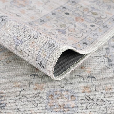 Beckett Beige and Brick Red Vintage Washable Runner Rug