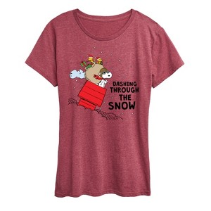Women's - Peanuts - Dashing Through The Snow Short Sleeve Graphic T-Shirt - 1 of 4