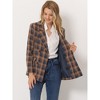 INSPIRE CHIC Women's Casual Fit Notched Lapel Double Breasted Plaid Formal Blazer - 3 of 4