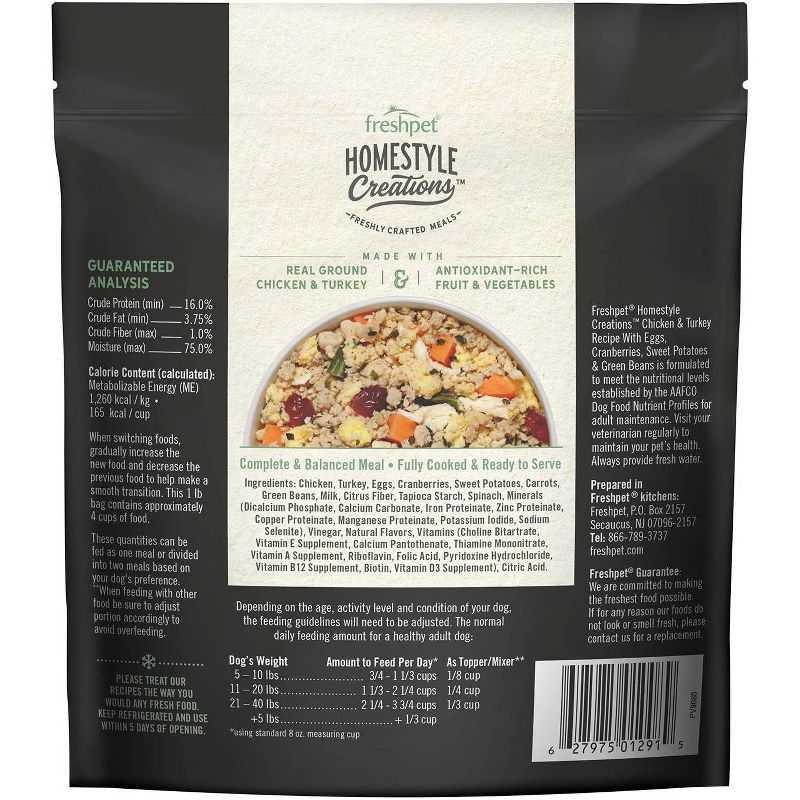Freshpet Homestyle Creations Chopped Chicken and Turkey with Vegetables Entree Wet Dog Food - 1lb, 3 of 5
