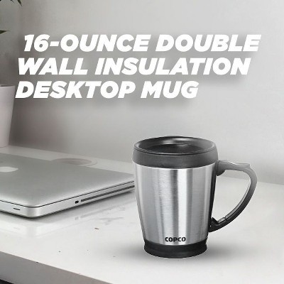 Copco 16 oz Stainless Steel Travel Mug with Black Lid