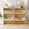 Rattan Shoe Storage Cabinet with 4 Flip Drawers, Free Standing Wooden Shoe Storage Organizer Cabinet - 4 of 4