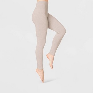 Women's High Waist Cotton Seamless Fleece Lined Leggings - A New Day™ - 1 of 2