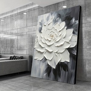 1 piece framed wooden canvas painting, modern abstract floral canvas art print - 1 of 4