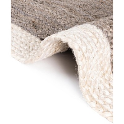 Handmade Gray and White Braided Oval Jute Rug 9' x 12'