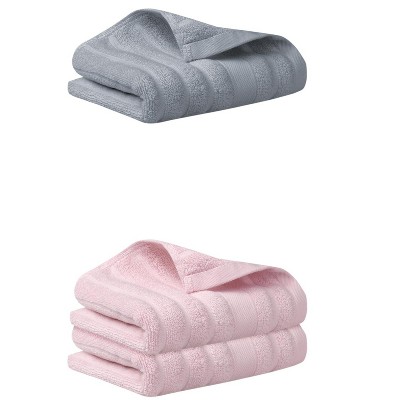 REGALWOVEN 3 Pack Solid Striped Cotton Hand Towels for Bathroom, Kitchen, Gym 14" x 30"