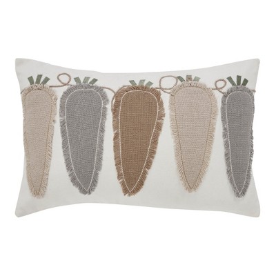 Burlap Applique Carrot Pillow 14x22  VHC Brands