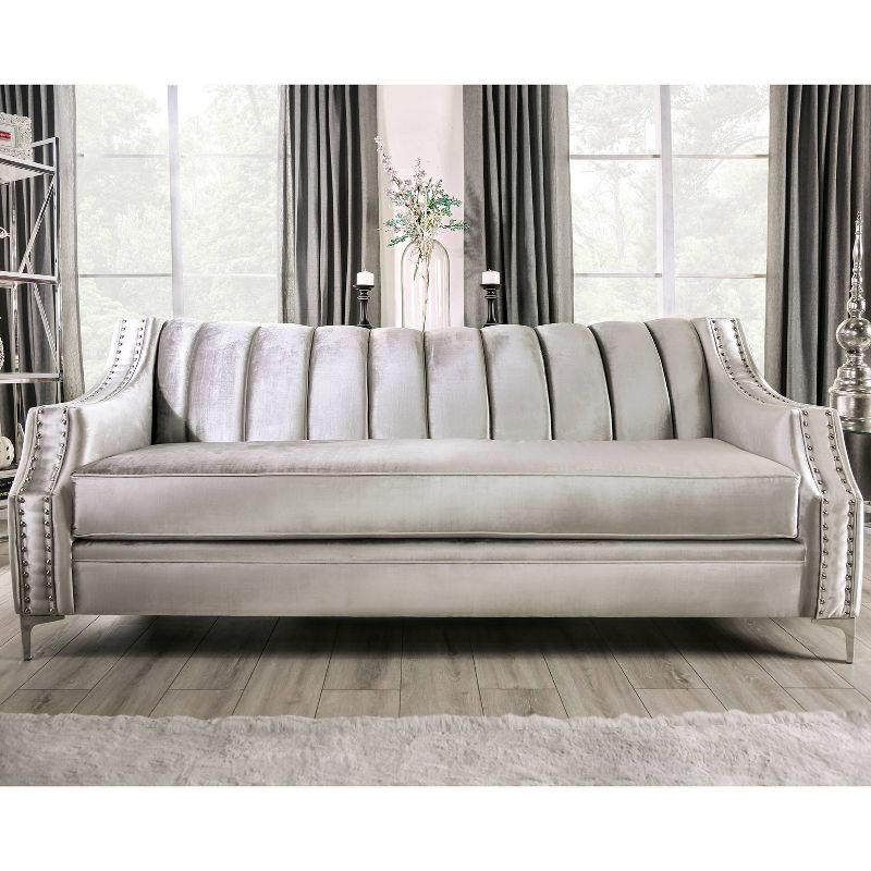 Westmoreland Nailhead Trim Sofa Silver - Furniture Of America, 3 of 9