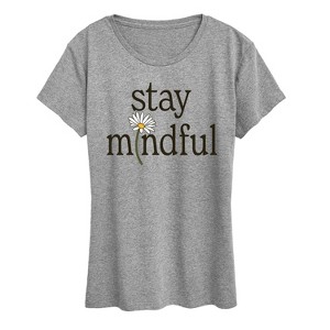 Women's - Instant Message - Stay Mindful Flower Short Sleeve Graphic T-Shirt - 1 of 4