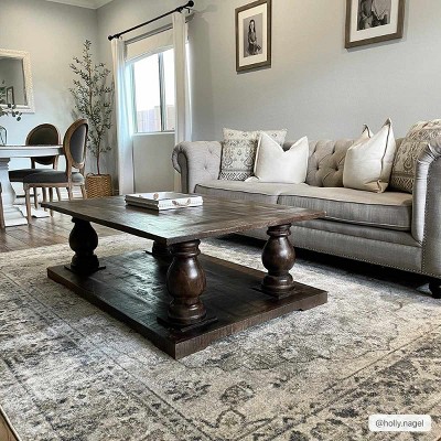 Rudo Gray and Olive Medium Pile Washable Polyester Area Rug