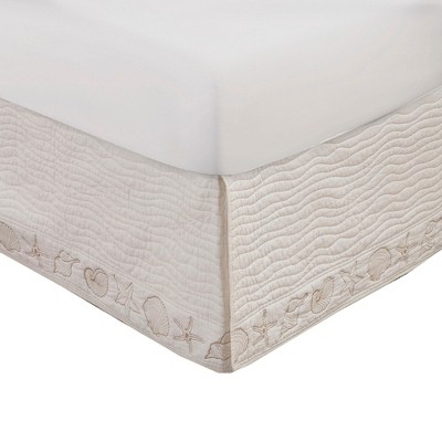 Coastal Seashell Cotton Bed Skirt Drop 18in Ivory By Greenland Home ...