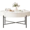 Coucheta 15.75 Inch Tall Round Coffee Table with Storage with Drawers Farmhouse- Wood Accent Center  Natural Living Room Tables - 2 of 4