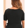 Agnes Orinda Women's Plus Size Round Neck Short Sleeve Belted Knot Tie Midi Bodycon Dresses - 4 of 4