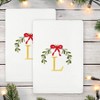 Linum Home Textiles Christmas MISTLETOE MONOGRAM - Embroidered Luxury 100% Turkish Cotton Hand Towels (Set of 2) - 2 of 3