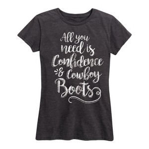 Women's - Country Casuals - Confidence And Cowboy Boots Short Sleeve Graphic T-Shirt - 1 of 4