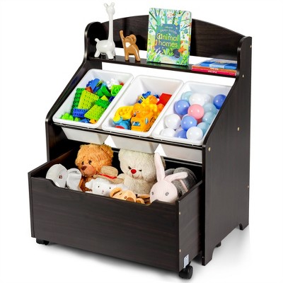 Costway Toddler Truck Storage Organizer with Plastic Bins