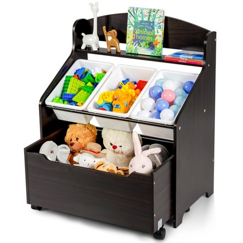 Toy storage unit on sale with plastic boxes