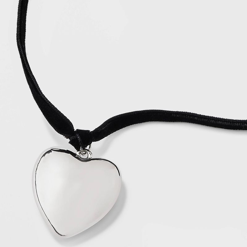 Puffy Heart Rope Choker Necklace - Wild Fable&#8482; Silver, 5 of 12