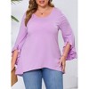Womens Plus Size Tops 3/4 Ruffle Sleeve Shirts Loose V-Neck Dressy Casual Tunic Blouses - 3 of 4