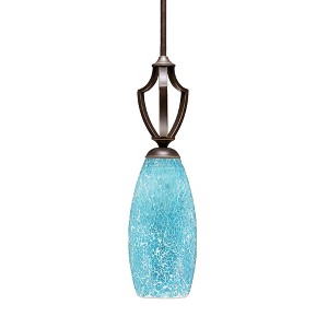 Toltec Lighting Zilo 1 - Light Pendant in  Dark Granite with 5.5" Turquoise Fusion Shade - 1 of 1