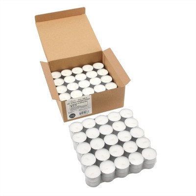 White Palm Wax Tealight Candles with Aluminum Tins, 100-Pack