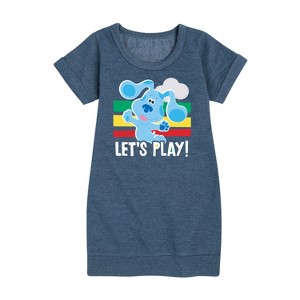 Girls' - Blue's Clues & You! - Let's Play Graphic Short Sleeve Fleece Dress - 1 of 4