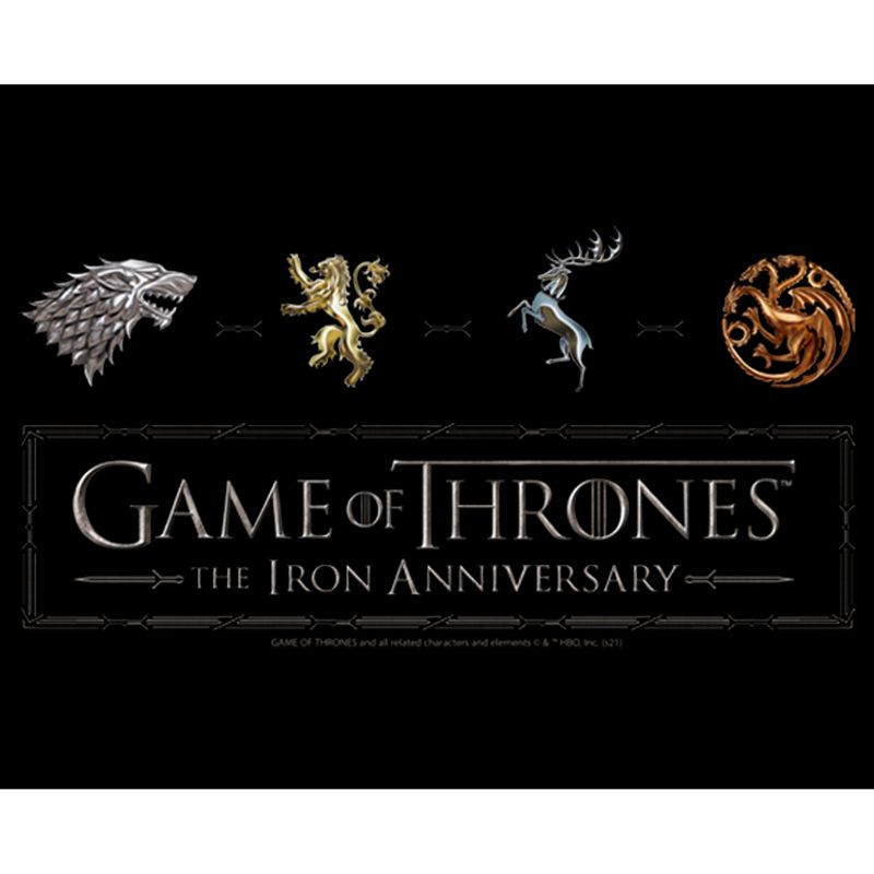 Men's Game of Thrones Iron Anniversary Metal Crests Logo T-Shirt, 2 of 6