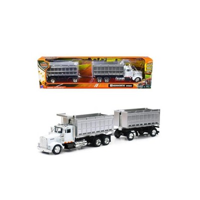 New Ray Kenworth W900 Dump Truck with Twin Dump Body White and Chrome "Long Haul Trucker" Series 1/43 Diecast