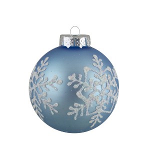 Northlight Snowflake and Striped Glass Christmas Ball Ornaments - 1.75" (45mm) - Ice Blue - 12ct - 1 of 4