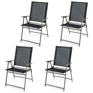 Tangkula 4PCS Patio Portable Metal Folding Chairs Dining Chair Set Poolside Garden - 1 of 4