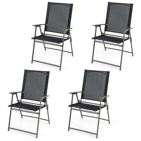 Tangkula 4pcs Patio Portable Metal Folding Chairs Dining Chair Set