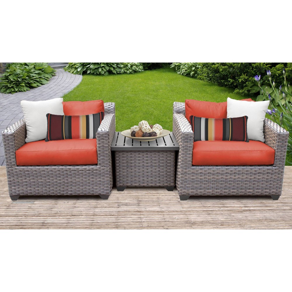 Florence 3pc Outdoor Seating Group with Cushions – Tangerine – TK Classics  – For the Patio​