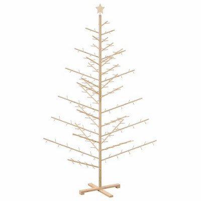 vidaXL Wooden Christmas Tree with Stand Natural 82.7" Solid pine wood
