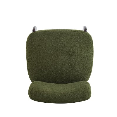 Green Leather Chaise with Solid Wood Frame
