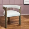 HomeRoots Ivory and Brown Upholstered Boucle Open Back Dining Arm Chair - 2 of 4