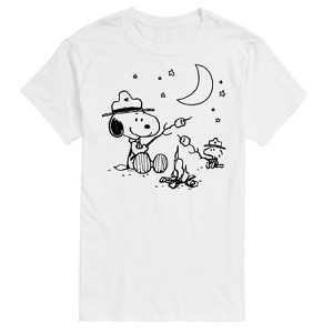 Men's - Peanuts - Snoopy and Woodstock Campfire S'mores Short Sleeve Graphic T-Shirt - 1 of 4