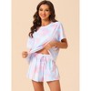 cheibear Women's Tie Dye Short Sleeves Sleepshirt with Shorts Lounge Sleepwear Pajama Set - 2 of 4