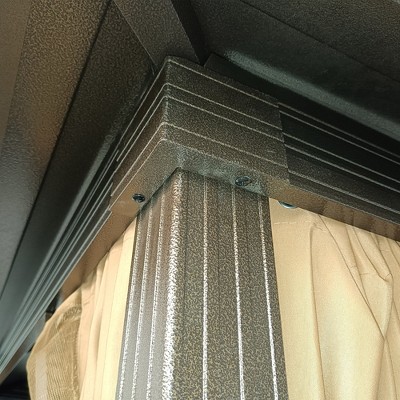 Light Brown 10x10 Hardtop Gazebo with Aluminum Frame and Curtains