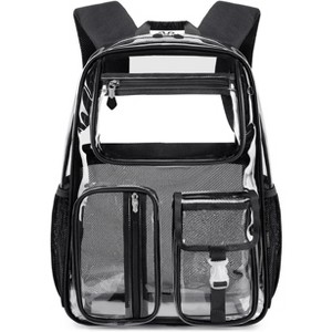 Heavy Duty Clear Backpack, TPU Stadium Bookbag for Sports Events & Travel, Large Capacity Grey See-Through Bag - 1 of 4