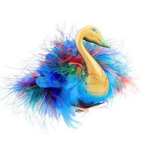 Italian Ornaments 4.0 Inch Golden Plumme Clip On Peacock Feathers Tree Ornaments - 1 of 4